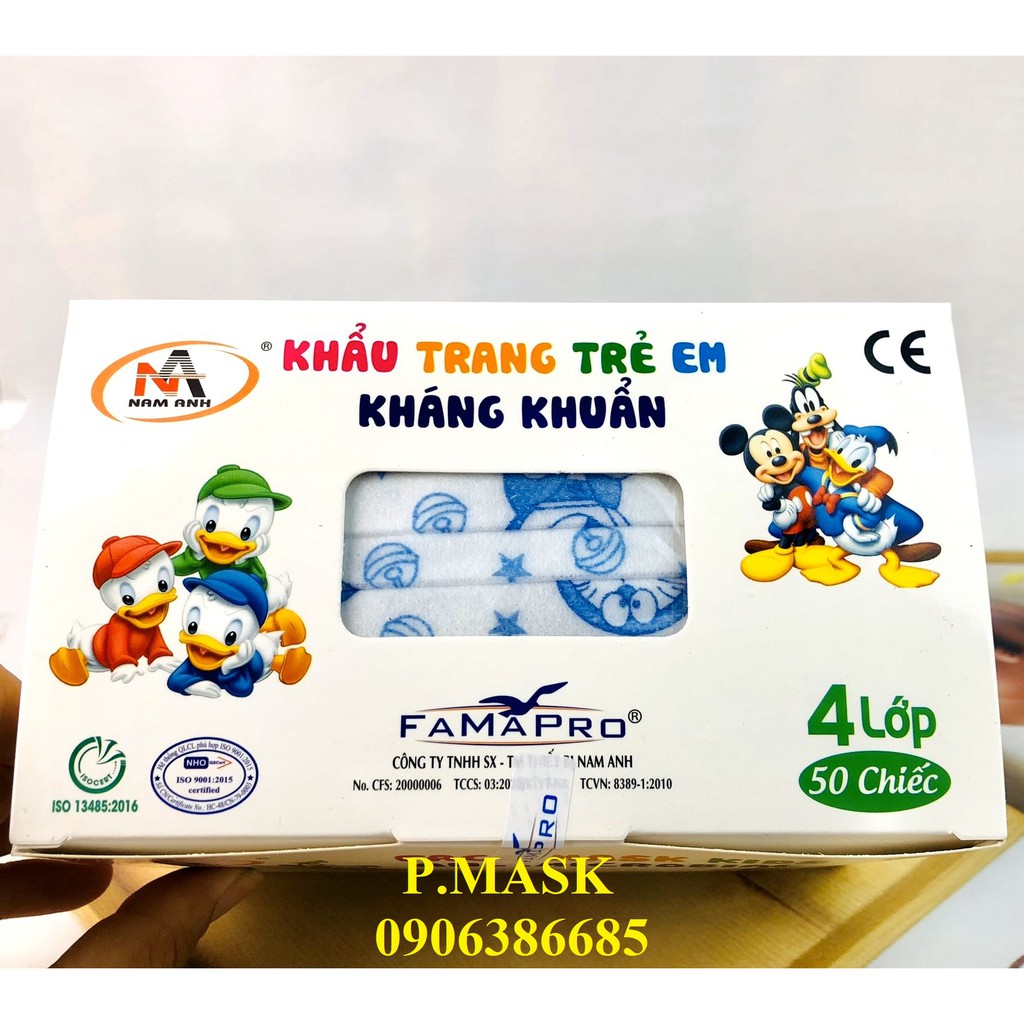 Khẩu Trang Y Tế Trẻ Em Famapro in hình Siêu Dễ Thương Dành Cho Bé 50 cái/ hộp 4 Lớp Kháng Khuẩn | BigBuy360 - bigbuy360.vn