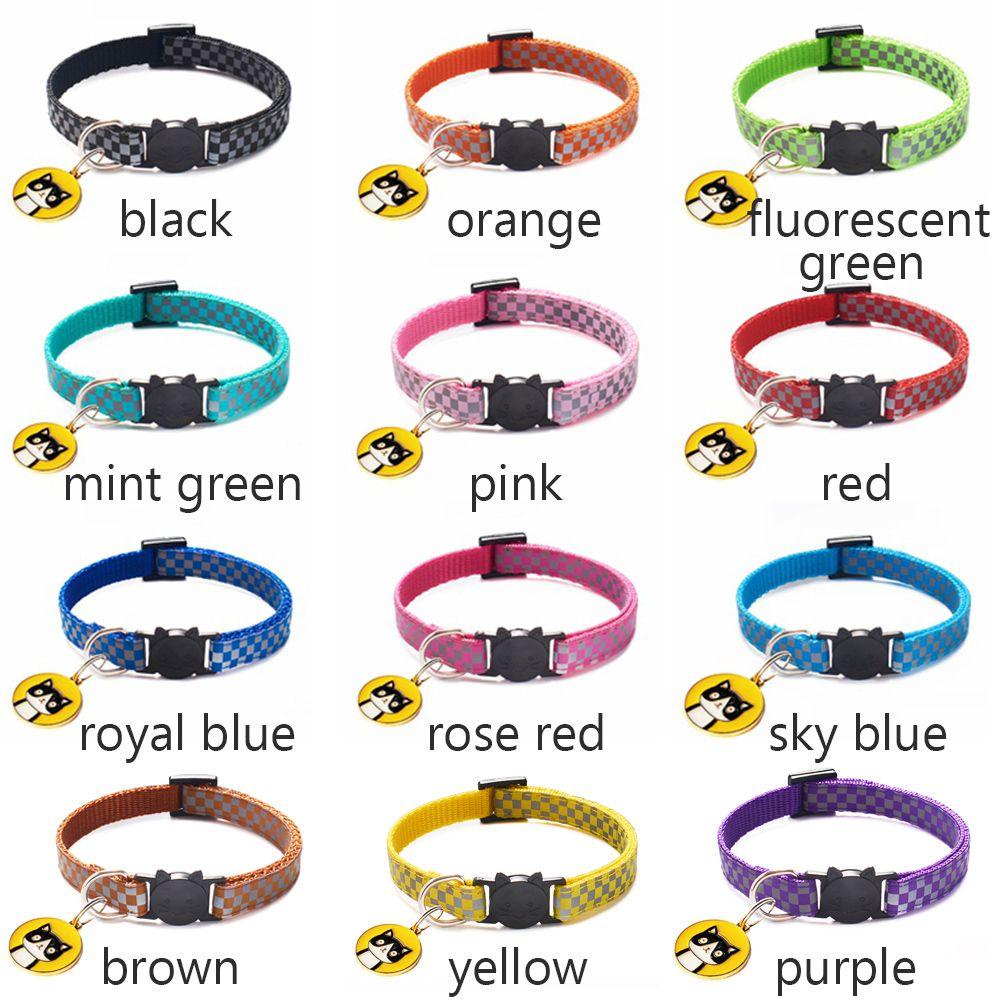 Vòng Cổ Họa Tiết Caro Phản Quang Có Thể Điều Chỉnh Cho Mèo Cưng