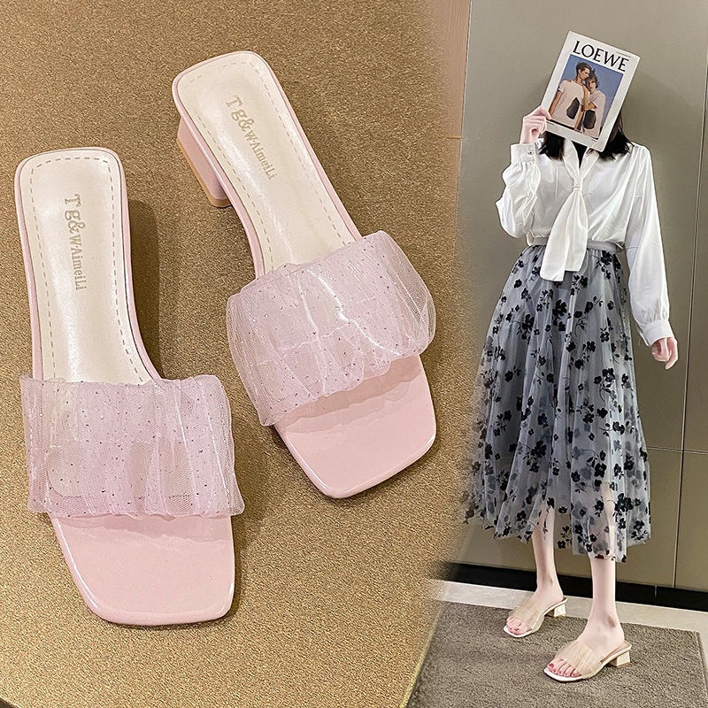 Dép Sandal Đế Dày Hở Ngón Phối Lưới Phong Cách La Mã Thời Trang Mùa Hè Hàng Mới Dành Cho Bạn Nữ 2022