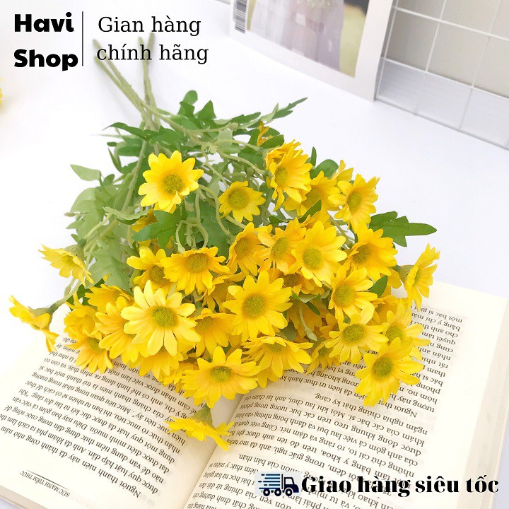 Hoa giả - Combo 10 cành Hoa cúc họa mi Havi 60cm decor bền, đẹp, thanh lịch, phụ kiện cho các studio