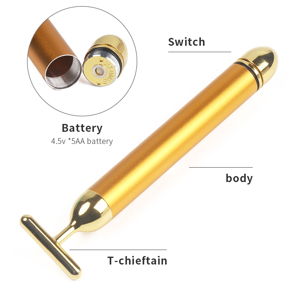 Foreverlily Thanh lăn mát xa mặt foreverlily mạ vàng 24k chế độ rung nâng cơ mặt làm săn chắc da