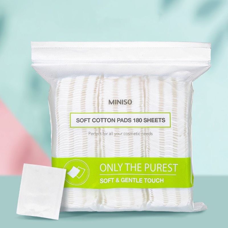 [HÀNG LOẠI 1] Bông tẩy trang 3 lớp Cotton Pads Lameila 222 miếng Miniso khăn lau mặt khô Animerry đa năng mềm mịn