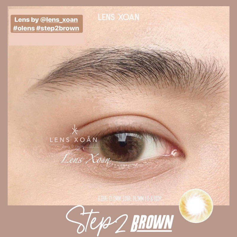 KÍNH ÁP TRÒNG STEP2 BROWN CỦA LENS ME ( 6 THÁNG) : Lens nâu vân xoáy trong veo tự nhiên | Lens Xoắn ( GIÁ 1 CHIẾC)