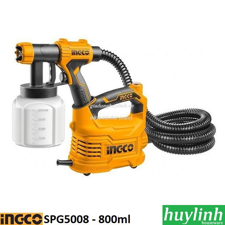 Súng phun sơn dùng điện Ingco SPG5008 - 500W - 800ml - Bình nhựa