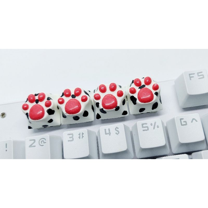 Keycap chân mèo họa tiết đốm trang trí bàn phím cơ gaming