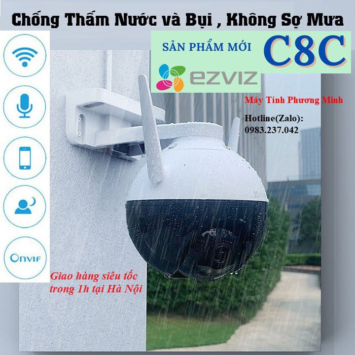 CAMERA EZVIZ C8C ( QUÉT 360 độ, Ngoài trời) có màu ban đêm Color Night Tích Hợp AI CS-C8C - Hàng chính hãng cao cấp