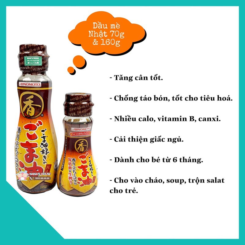 [Date mới] Dầu Mè Ajinomoto 70gr Cho Bé Ăn Dặm và Người Ăn Kiêng