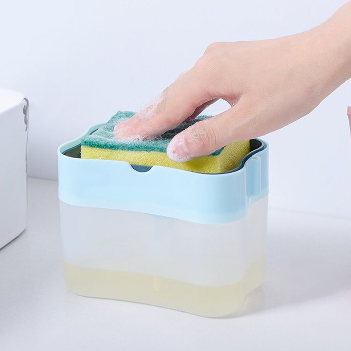 Hộp Đựng Nước Rửa Chén Tự Động Tạo Bọt 2 in 1 Thông Minh Tiện Lợi Kèm Miếng Bọt Biển