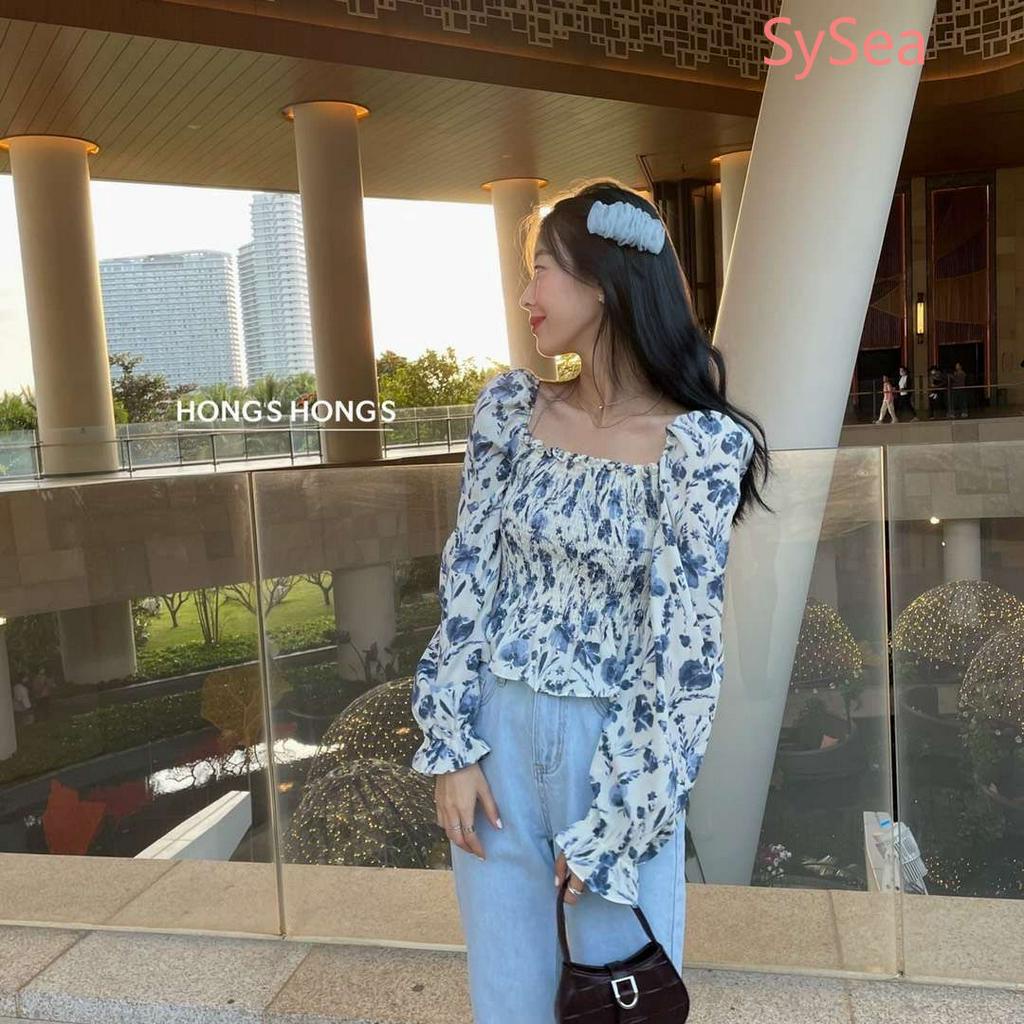 Áo Sơ Mi Tay Dài Chất Chiffon Hoạ Tiết Hoa Thời Trang Mùa Hè