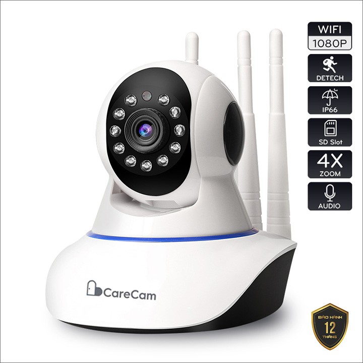 Camera Wifi IP APP CARECAM/ YOOSEE 3 Anten FHD1080P