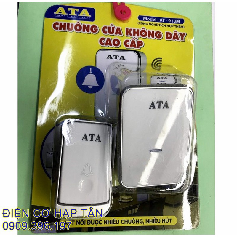 CHUÔNG CỬA KHÔNG DÂY -CAO CẤP - CHỐNG NƯỚC, XUYÊN VẬT CẢN 40-50M- CHÍNH HÃNG ATA