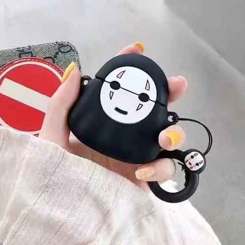 Vỏ Bảo Vệ Hộp Sạc Tai Nghe Airpods 1 / 2 / 3 / pro Bằng Silicon Hình Vô Diện Màu Đen Dễ Thương