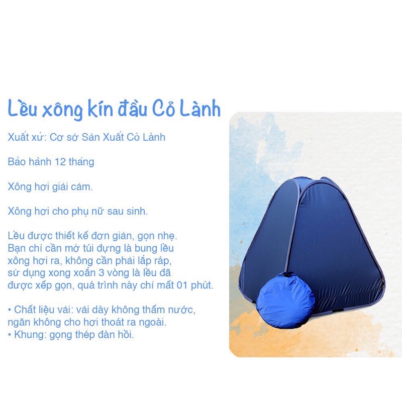 Lều xông hơi cao cấp Cỏ Lành giúp xông hơi giải cảm, xông hơi cho phụ nữ sau sinh nặng 1.8kg