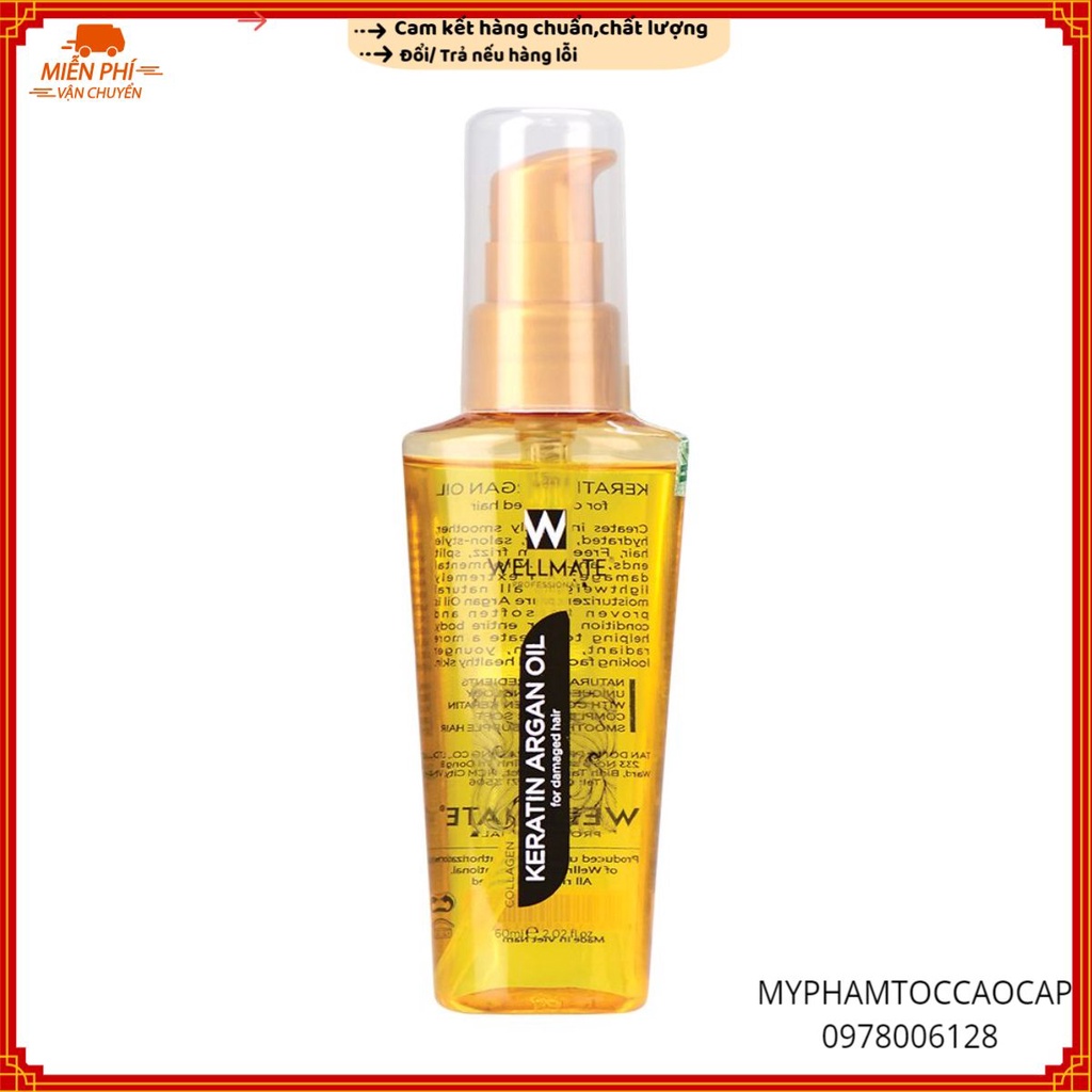 ✅ Tinh Dầu Dưỡng Tóc phục hồi WELLMATE KERATINARGAN OIL 60ML NEW 2022
