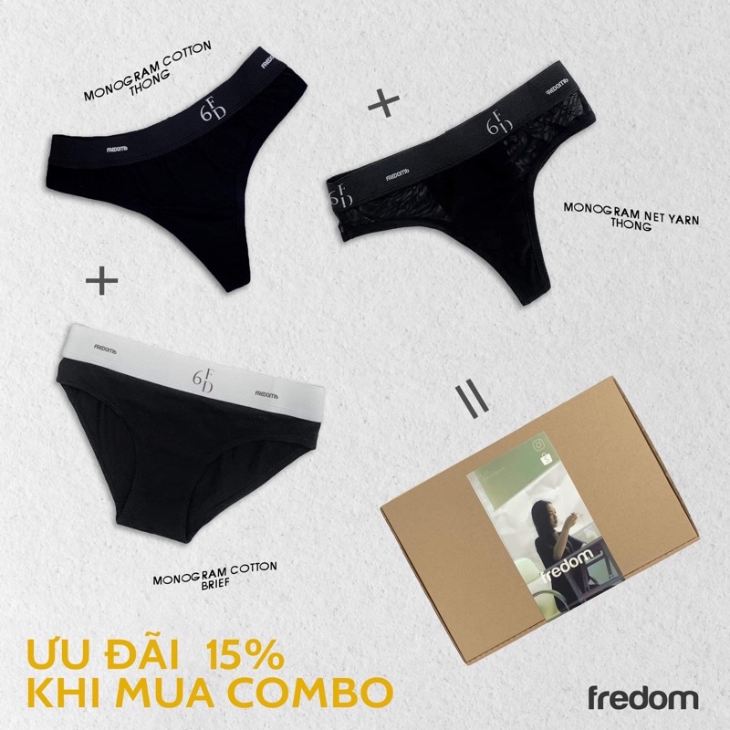 Combo 3 quần lót Monogram ngẫu nhiên | TIẾT KIỆM 15% KHI MUA THEO COMBEO