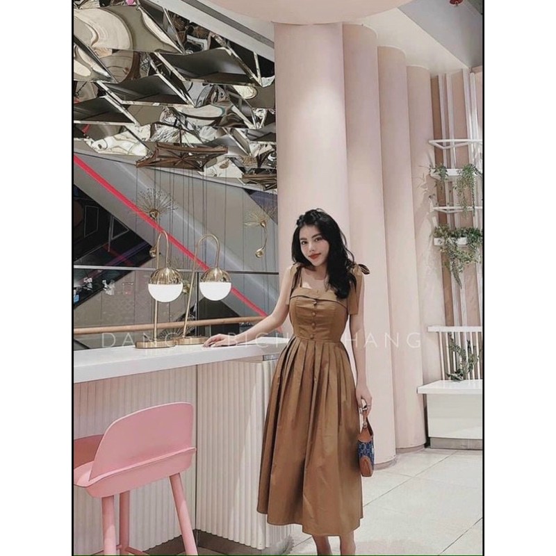 VÁY 2 DÂY THẮT NƠ VAI KHUY BỌC | BigBuy360 - bigbuy360.vn