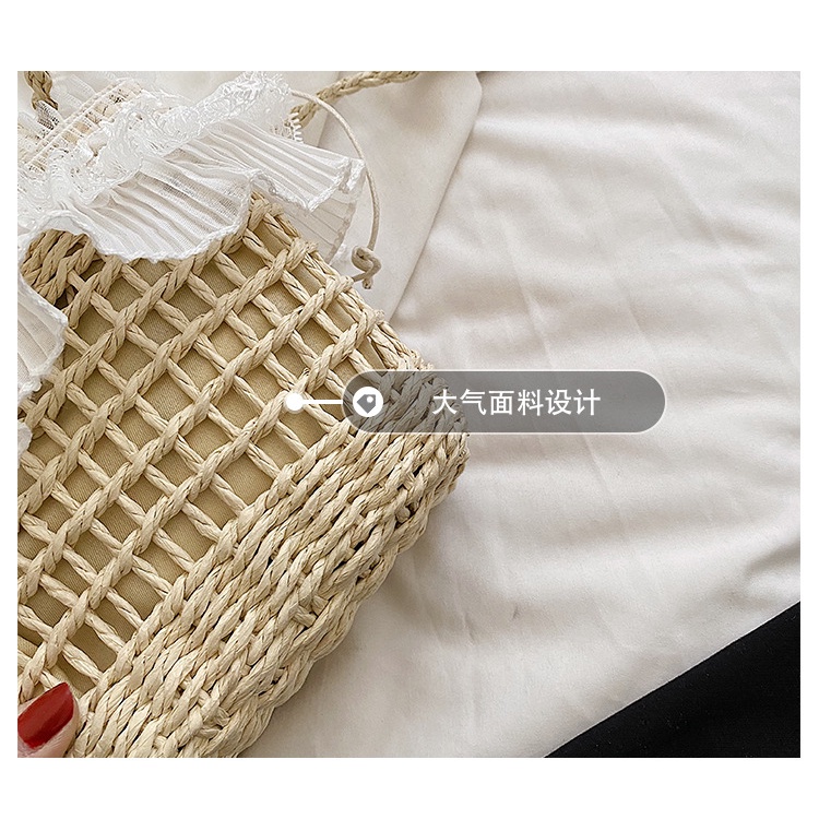 Túi Đeo JASMIN NOIR Chéo Đan Cói Phối Ren Thời Trang Cho Nữ