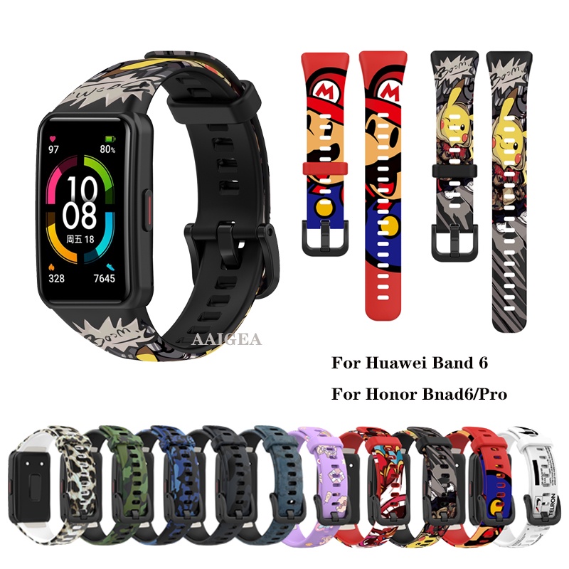Dây Đeo Silicon Họa Tiết Rằn Ri Thay Thế Cho Đồng Hồ Thông Minh Huawei Band 6 / Honor Band 6 pro