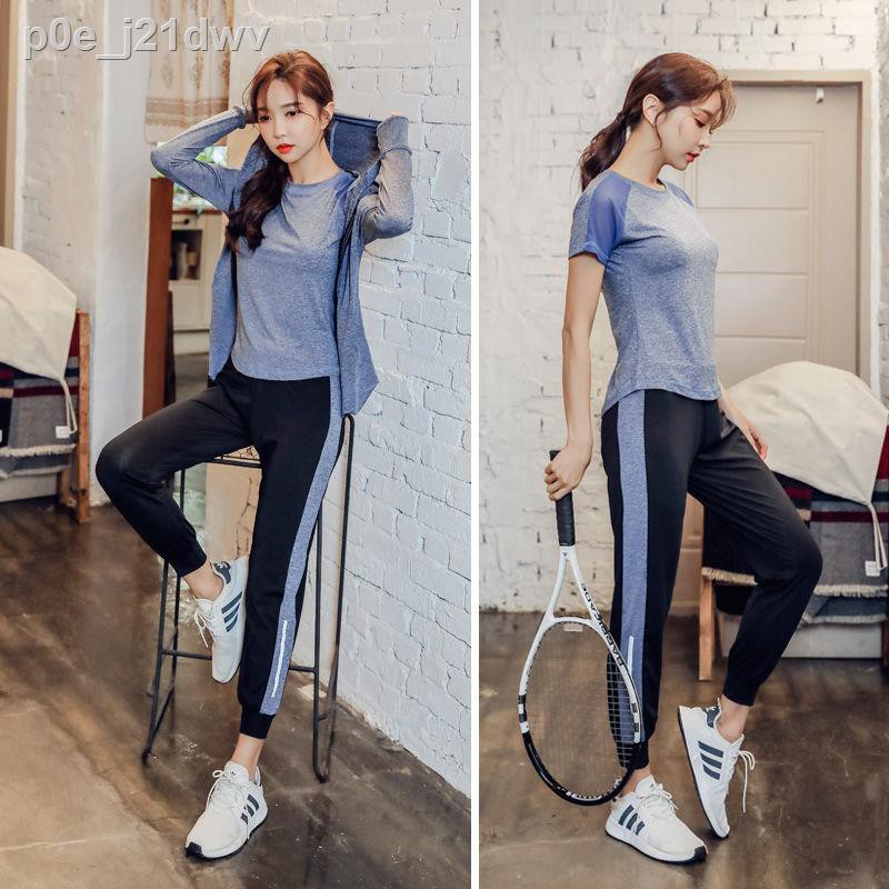 ❈❃☼Quần áo yoga quần áo tập thể dục của phụ nữ quần áo tập thể dục mùa hè rộng rãi cộng với kích thước phòng tập thể dục