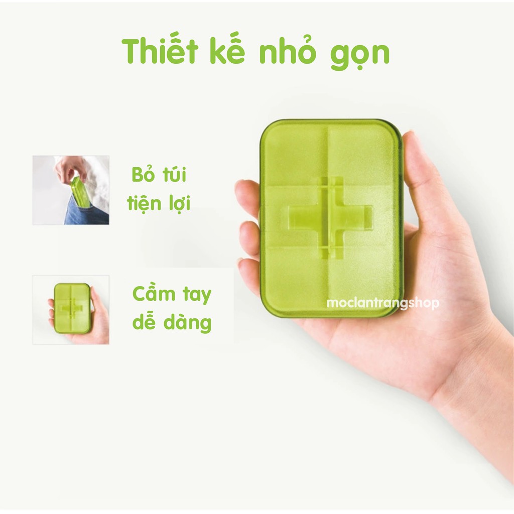 Hộp đựng thuốc mini GLOSEN chia ngăn 4 ô 6 ô bỏ túi du lịch, nhựa PP cao cấp không chứa BPA