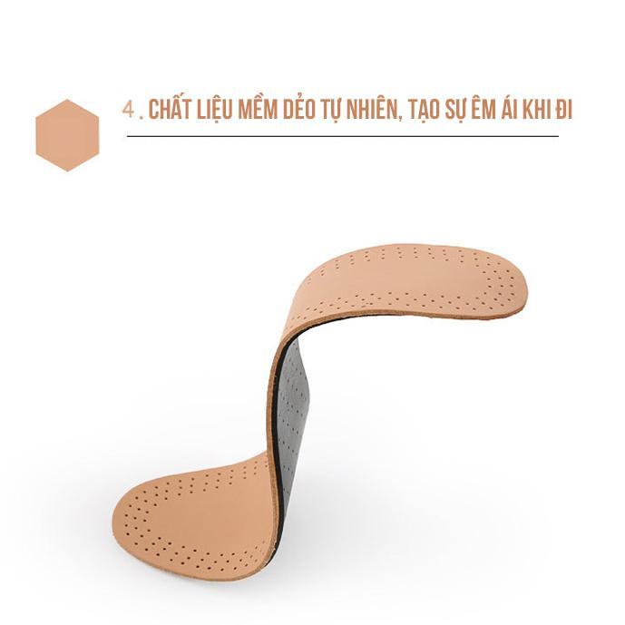 Lót giày da nam khử mùi cao cấp mang êm chân - Miếng lót giày da bò thật đi giày tây, thể thao, giày sneaker màu đen da