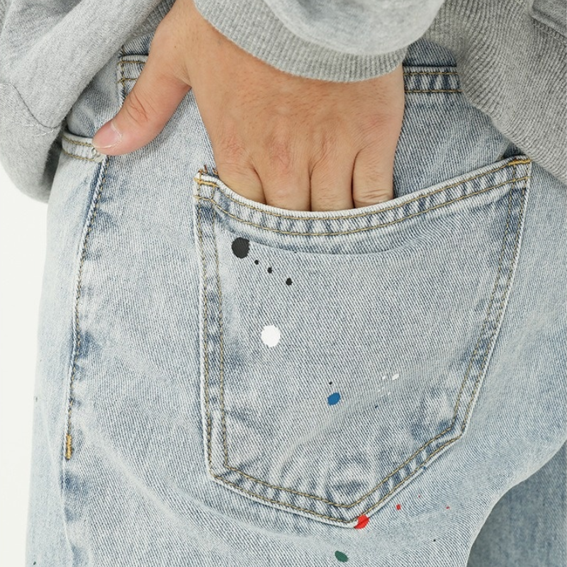 Quần Jeans Ống Rộng Phong Cách Hàn Quốc Cá Tính Dành Cho Nam