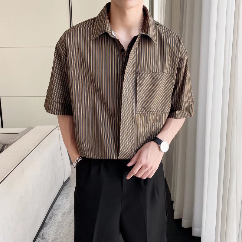 Áo Thun polo Tay Lửng Họa Tiết Kẻ Sọc Thời Trang Mùa Hè Cao Cấp Cho Nam Cỡ m-2xl