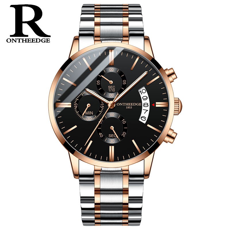 Đồng hồ nam NIBOSI OnTheedge FULLBOX hàng chính hãng dây thép ko gỉ chạy đủ 6 kim