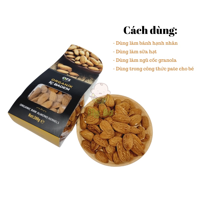 [OTS] Hạnh nhân thô hữu cơ 200g (có gói lẻ 100g)