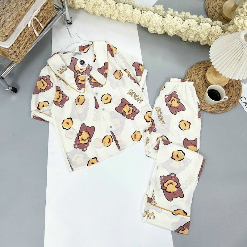 Đồ bộ nữ mặc nhà dễ thương - pijama tay ngắn,quần dài