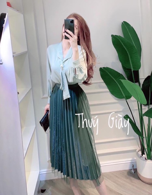 CHÂN VÁY XẾP LY GẤU LƯỚI MS12993(mặc được 2 mặt)