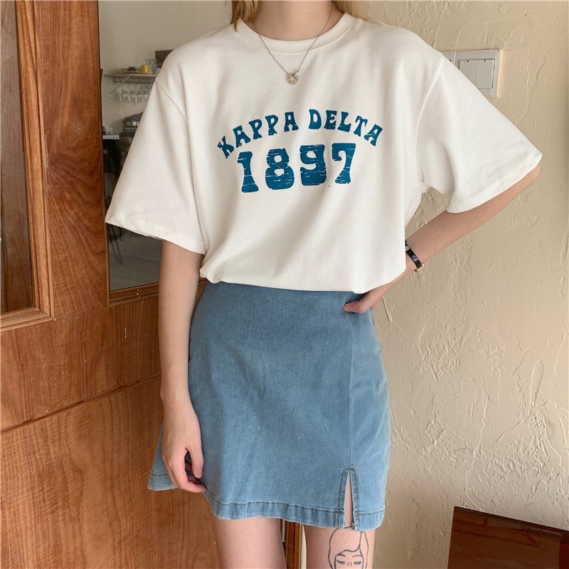 Áo Thun Tay Ngắn In Chữ Đơn Giản Thời Trang