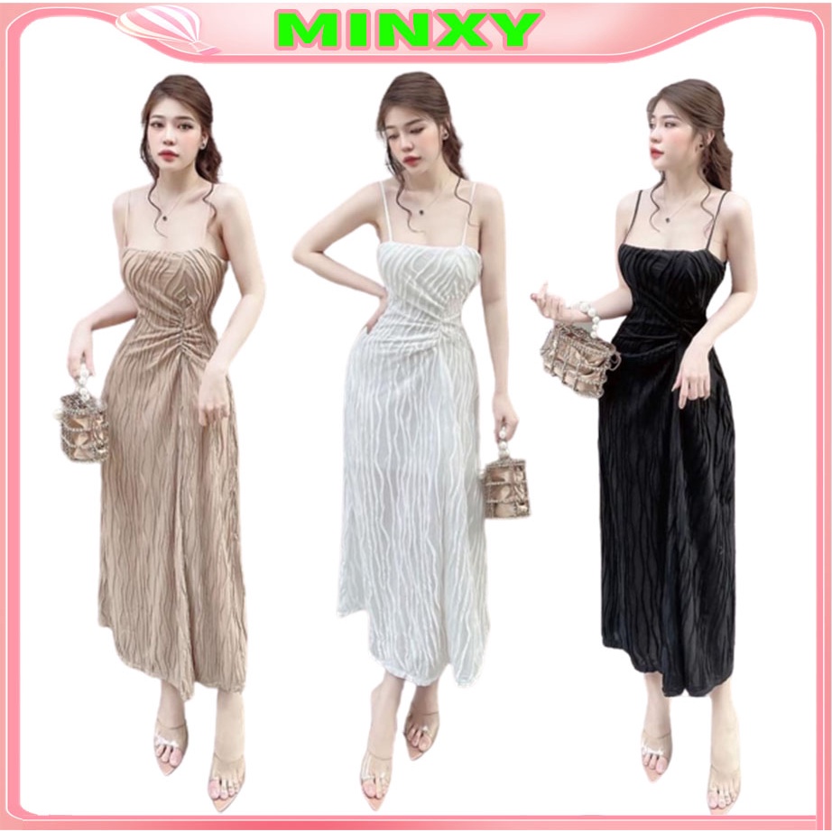 Váy sóng dúm eo đầm 2s cúp ngực mix dúm eo hàng thiết kế sang chảnh-Minxy shop