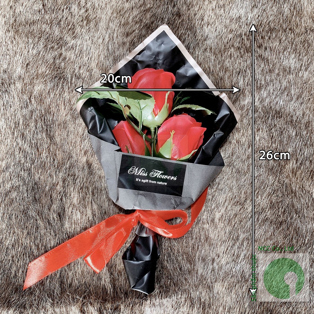Hoa hồng sáp 3 bông màu sắc đa dạng mang ý nghĩa &quot;AYE&quot; dùng làm quà tặng cho dịp 8/3, Lễ tình nhân, kỉ niệm - NLVQ-3566
