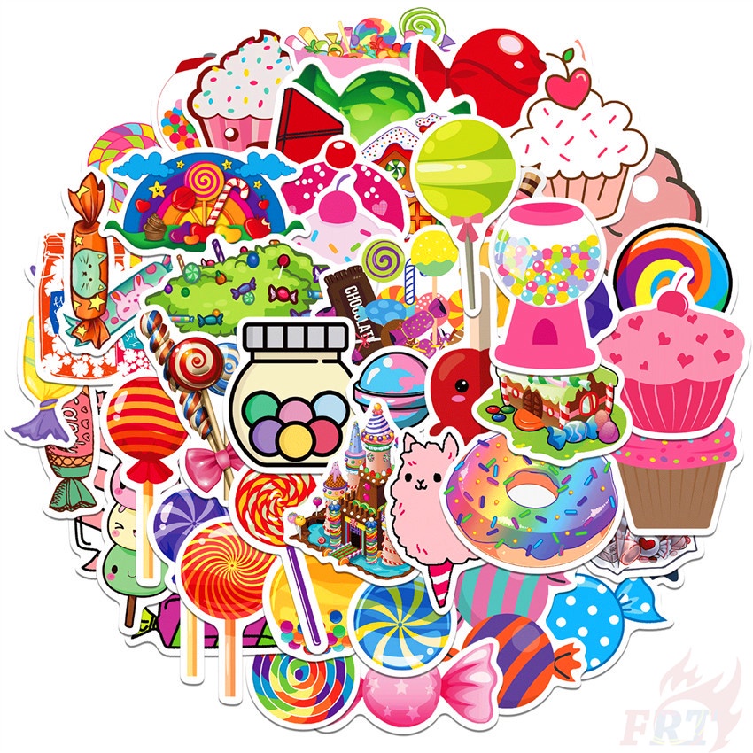 ❉ Rainbow Candy Lollipop Cupcake Dessert Series 01 Stickers ❉ 50Pcs/Set Waterproof DIY Decals Doodle Stickers