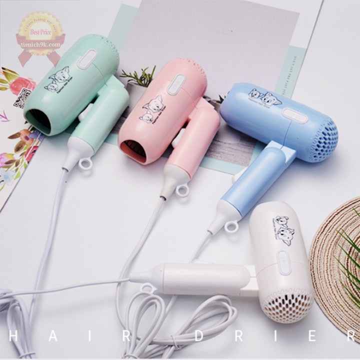 Máy sấy tóc mini 2 tốc độ Hàn Quốc gấp gọn cầm tay hình thú dễ thương nhiều màu