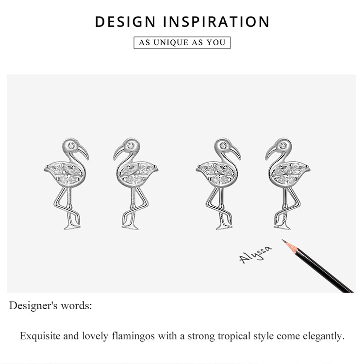 Hoa Tai Bamoer Hình Chim Hồng Hạc Đính Đá Lấp Lánh Cho Nữ