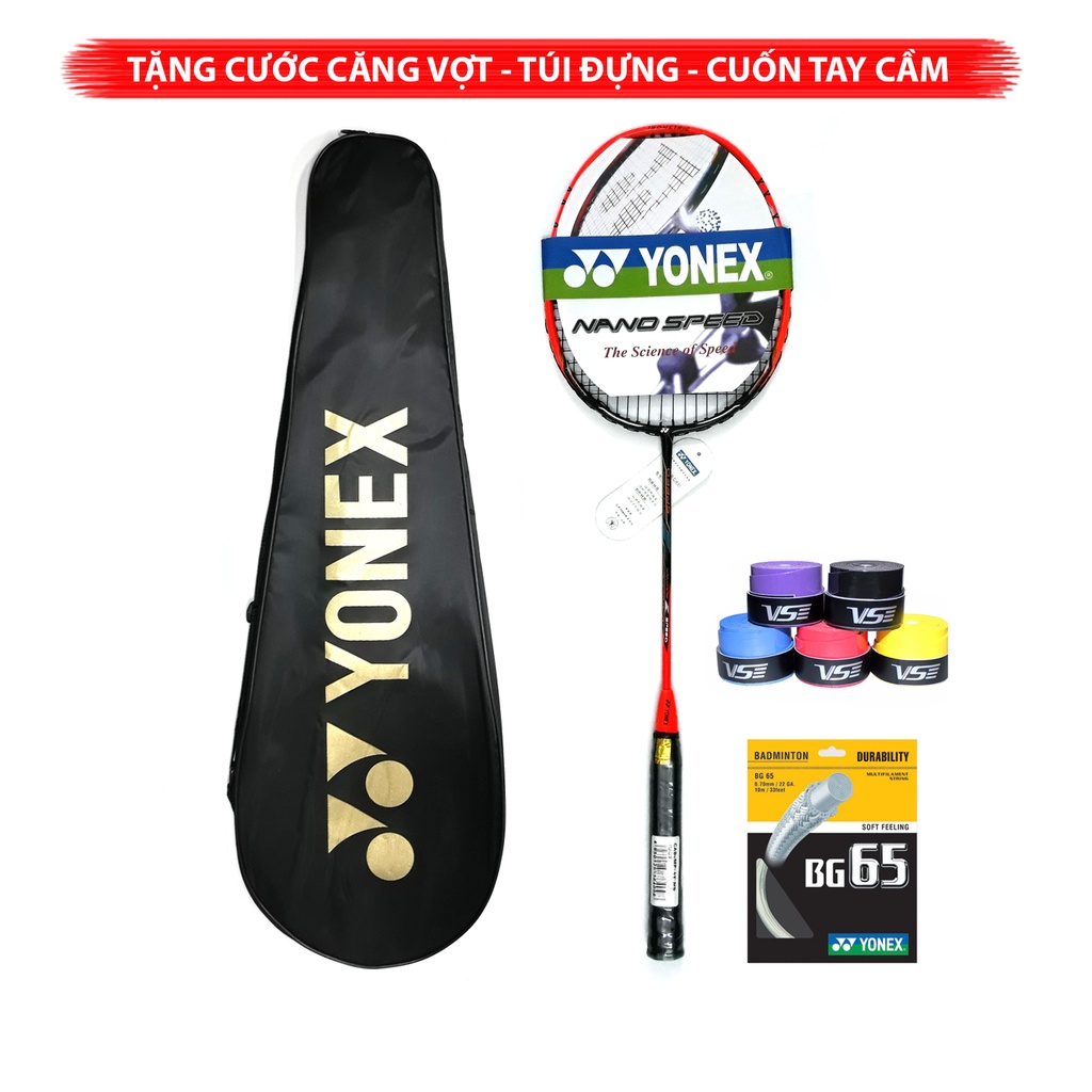 Vợt cầu lông Yonex Cacbon 100% đã đan dây 9,5 kg tặng 1 dây căng cước, 1 túi đựng, 1 cuốn tay cầm