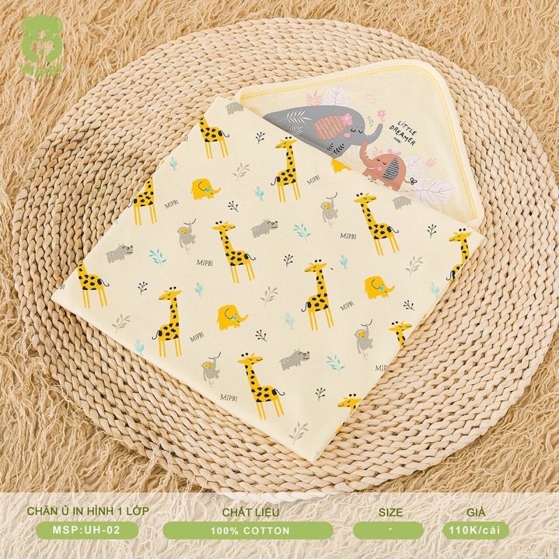 Khăn choàng ủ bé sơ sinh Mipbi vải cotton 100%