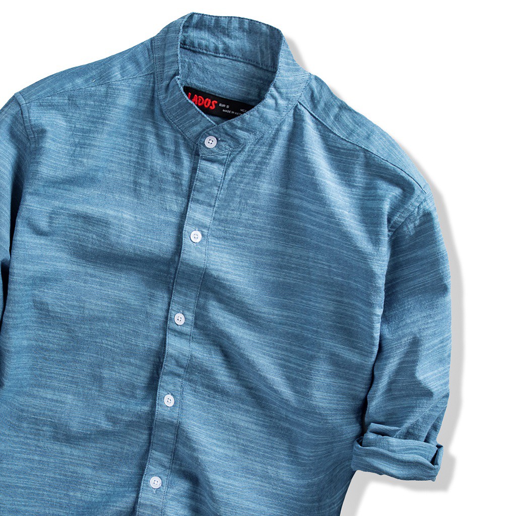 Áo sơ mi dài tay cổ trụ dành cho nam LADOS - 8057 chất vải Linen thô - Áo sơ mi nam thời trang | BigBuy360 - bigbuy360.vn