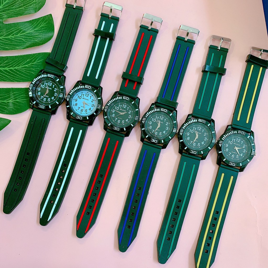 Đồng hồ nam cao su BOLEDA cao su mềm mại, lên tay thoải mái, phong cách năng động, thể thao, nhiều màu sắc