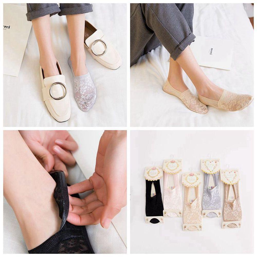 NIUYOU Vớ Cổ Thấp Chống Trượt Họa Tiết Hoa Dễ Thương