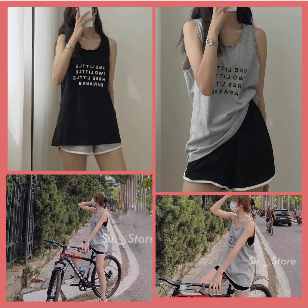 Sét đồ bộ nữ,sét bộ cotton Unisex - Áo không tay và quần Cotton SB SB01