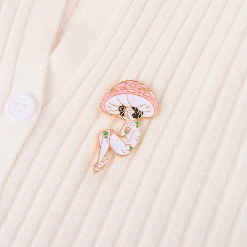 Ghim cài áo QIHE JEWELRY hình cô gái nấm hoạt hình tráng men 4 kiểu đáng yêu xinh xắn thích hợp làm quà tặng