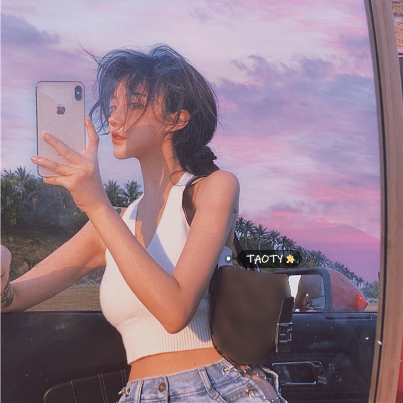 Happy-store  Áo Hai Dây Cổ Chữ V Quyến Rũ Thời Trang Dành Cho Nữ