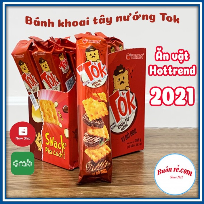 Hộp 20 gói bánh khoai tây nướng Tok Orion  vị phô mai, vị bò nướng, vị tảo biển ngon nhức nách – Buôn Rẻ 01198