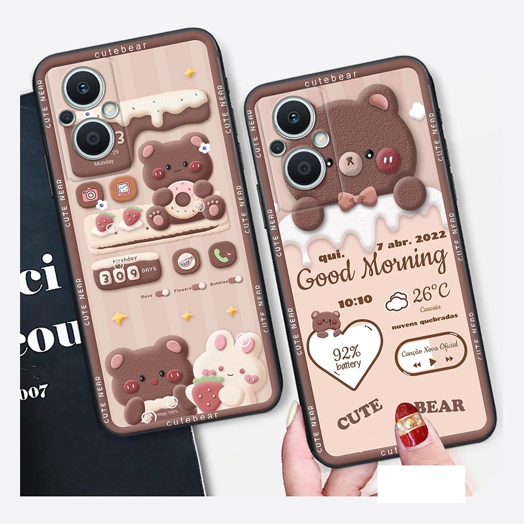 Ốp lưng Oppo RENO 7Z 5G/ RENO 8Z 5G  - ỐP BẢO VỆ CAMERA in hình Gấu nâu - hồng, Gấu Be@rick  cực CUTE, DỄ THƯƠNG