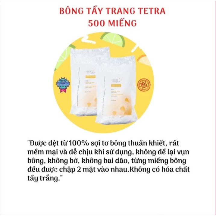 Bông Tẩy Trang Pháp Tetra Medical Carrés De Coton 600 miếng Hàng nội địa Pháp - Anshin