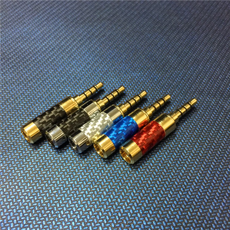 1 Piece 3.5mm 4Ploes Carbon fiber Gold-plated Earphone Plug Gold plated DIY Earphone Plug Connetor