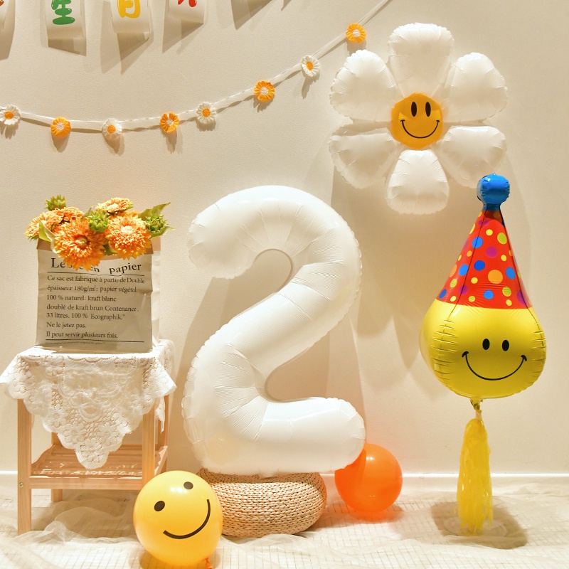 Bong bóng kỹ thuật số 32 inch màu trắng dùng để trang trí tiệc sinh nhật
